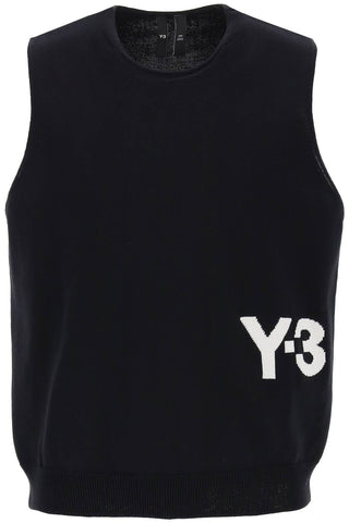 Y-3 knitted logo vest in seven IZ3168 BLACK