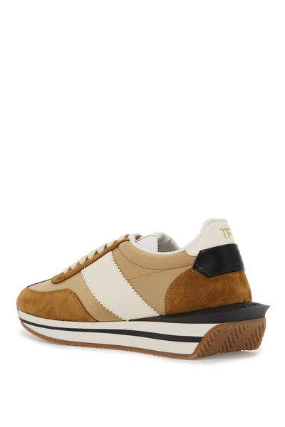 techno canvas and suede 'james' sneakers J1292 LCL134N BISCUIT/SAND + CREAM