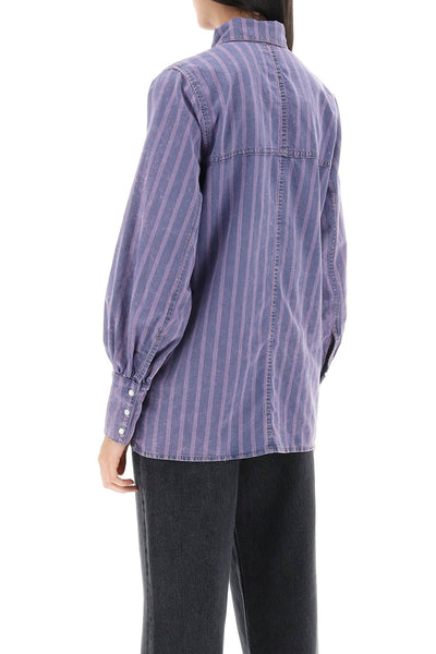 striped denim shirt J1409 MID BLUE STONE