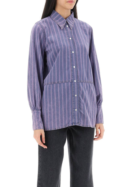 striped denim shirt J1409 MID BLUE STONE