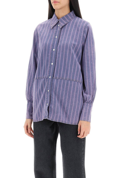 striped denim shirt J1409 MID BLUE STONE