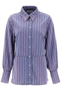 striped denim shirt J1409 MID BLUE STONE