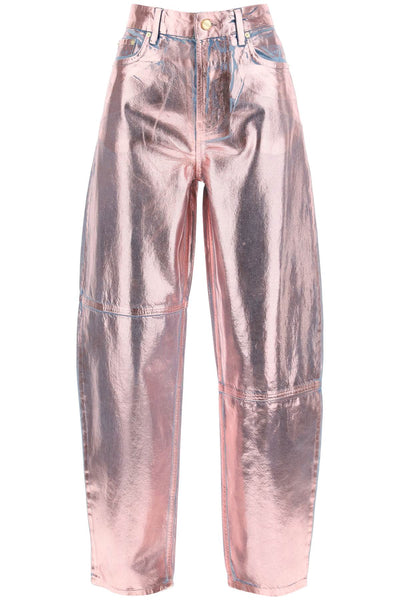 curved leg jeans in foil denim J1447 LILAC SACHET