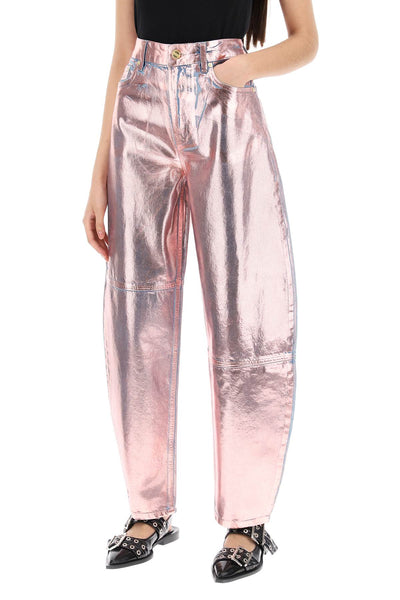 curved leg jeans in foil denim J1447 LILAC SACHET