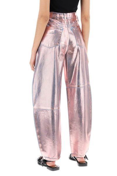 curved leg jeans in foil denim J1447 LILAC SACHET