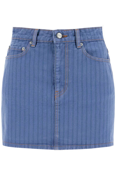 "striped overdyed denim mini J1504 COUNTRY BLUE