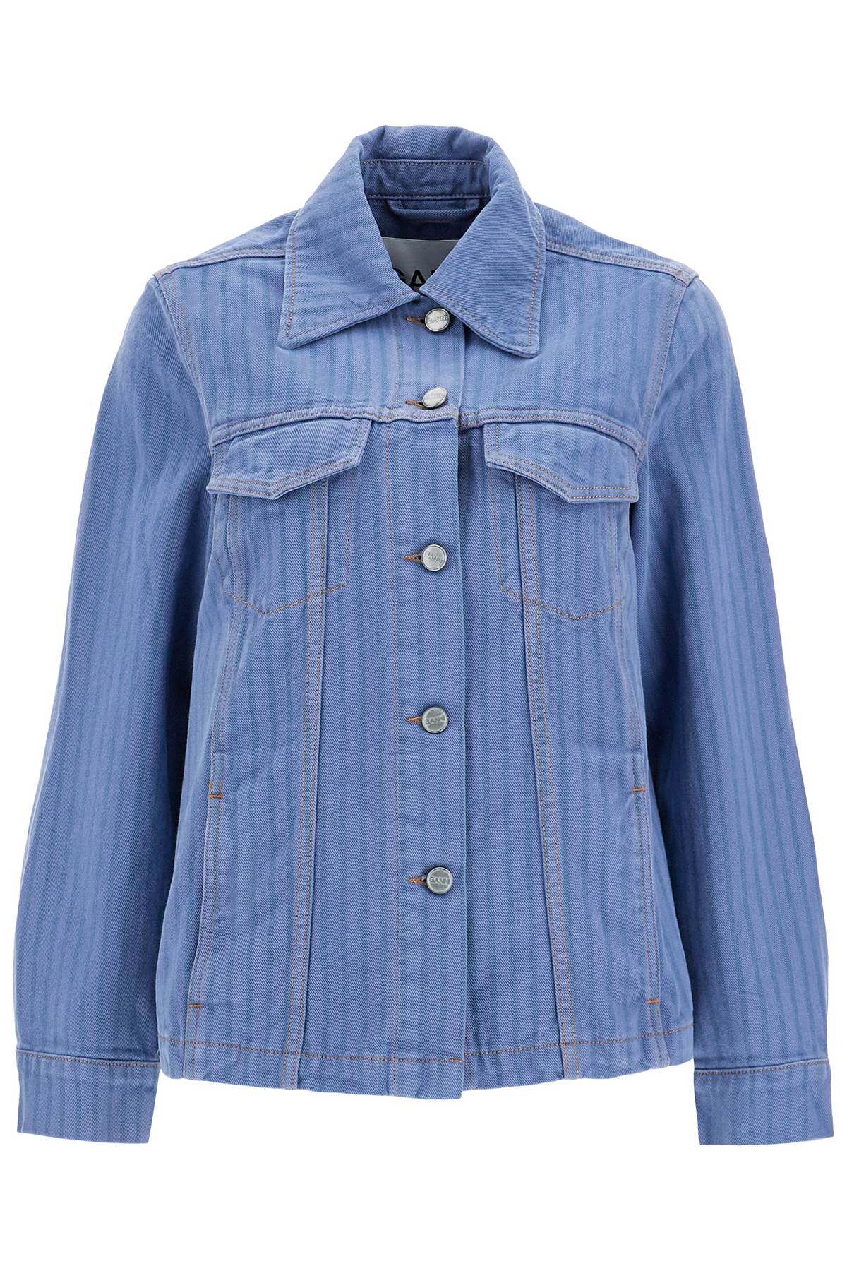 "striped overdyed denim jacket J1522 COUNTRY BLUE