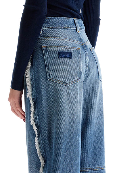 GANNI distressed barrel jeans with J1602 MID BLUE STONE | Italystation.com - Shop Now at italystation.com