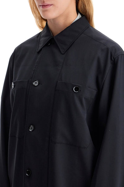 double-breasted twill oversh JA1046 LF1210 JET BLACK