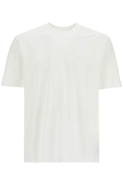 Y-3 white cotton t-shirt with wide neckline JD9829 WHITE | Italystation.com - Shop Now at italystation.com