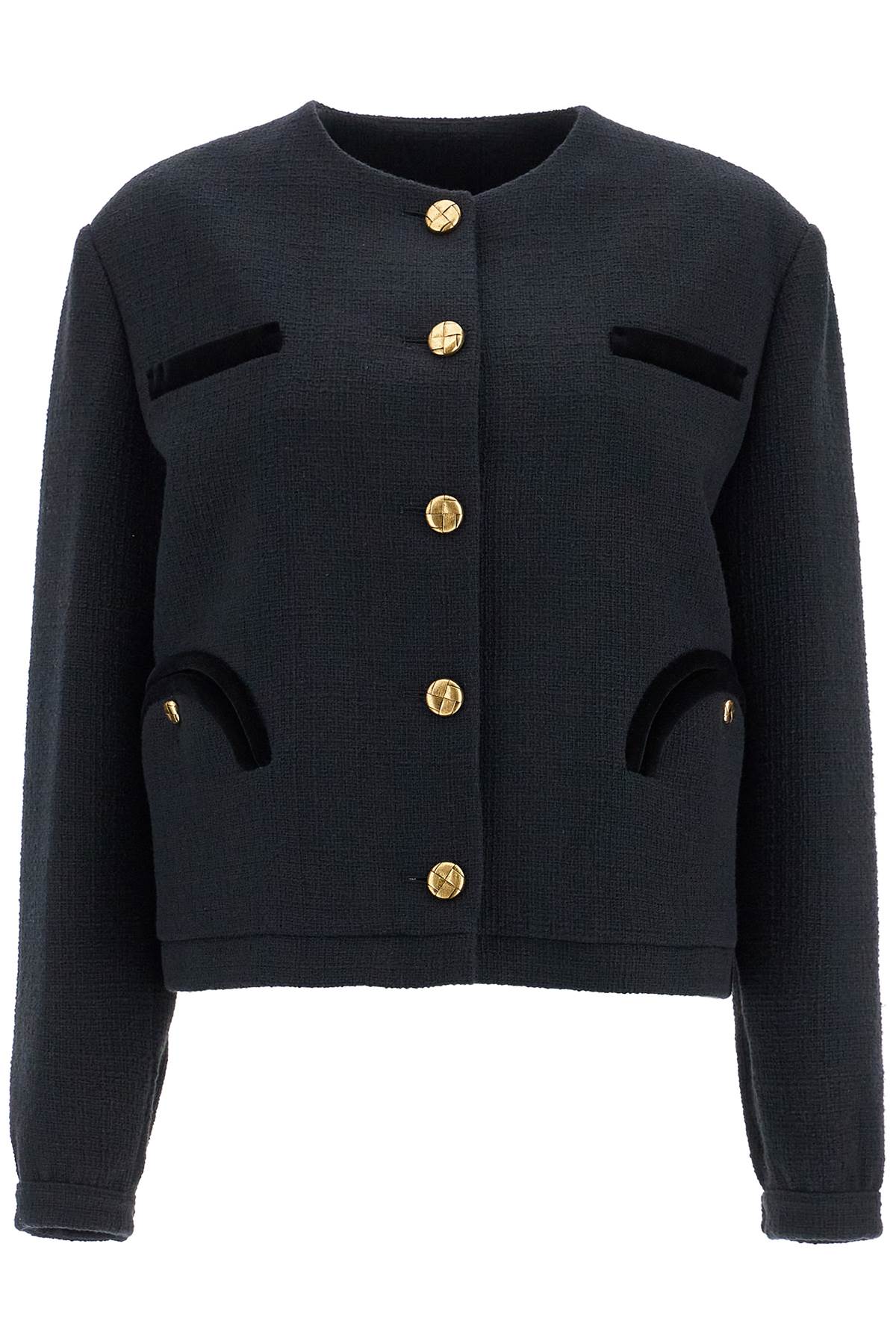 BLAZE MILANO cropped black cotton bolero with golden buttons JKGBS01 MIS ESSE BLACK