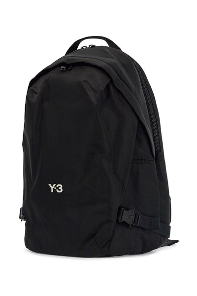 black minimalist backpack in recycled polyester with padded straps JP4745 BLACK