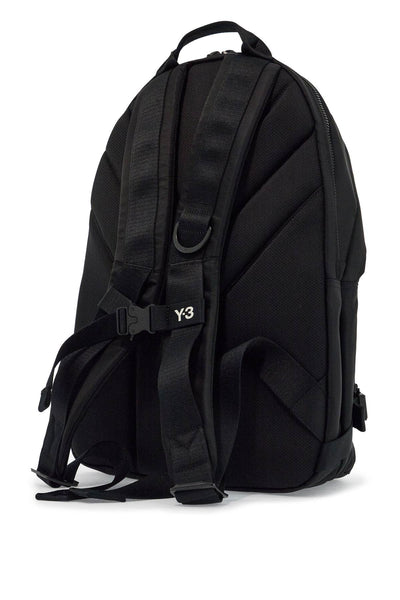 black minimalist backpack in recycled polyester with padded straps JP4745 BLACK