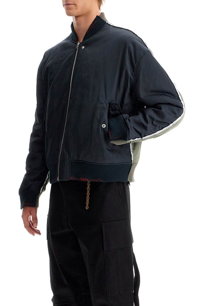 two-tone bomber jacket with stitching JUMU0165QS UTP775 BLUBLACK