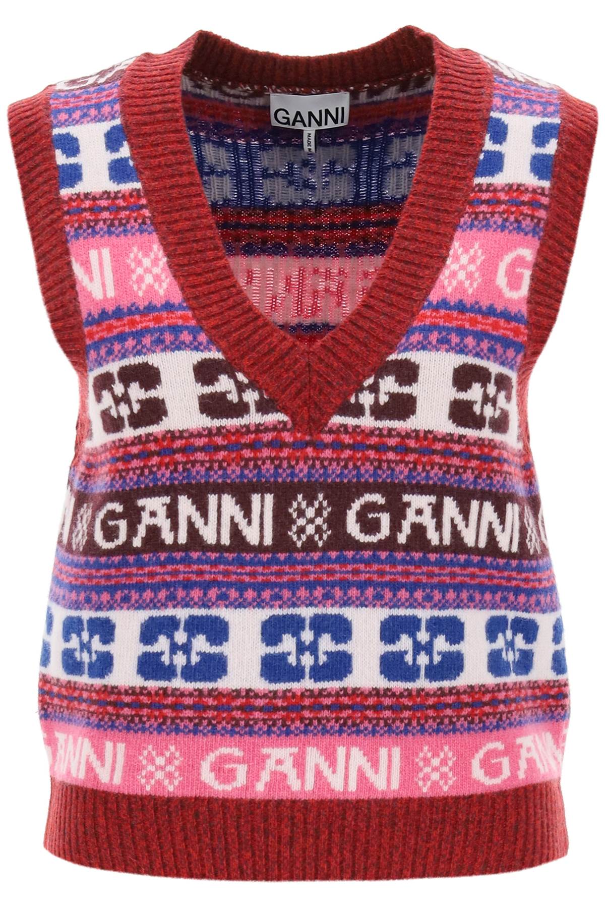 jacquard wool vest with logo pattern K2121 MULTICOLOUR