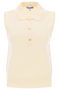 sleeveless polo shirt in wool and cashmere K2131 ALABASTER GLEAM