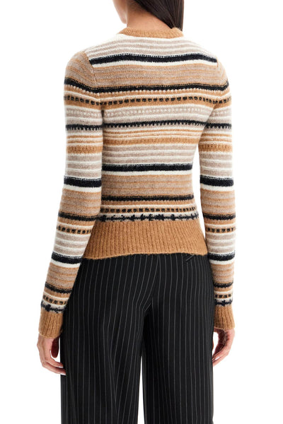 soft striped cardigan with fluffy K2235 TIGER'S EYE