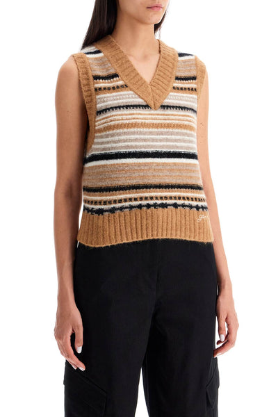 "soft striped knit vest with a comfortable K2236 TIGER'S EYE