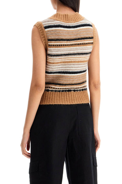 "soft striped knit vest with a comfortable K2236 TIGER'S EYE