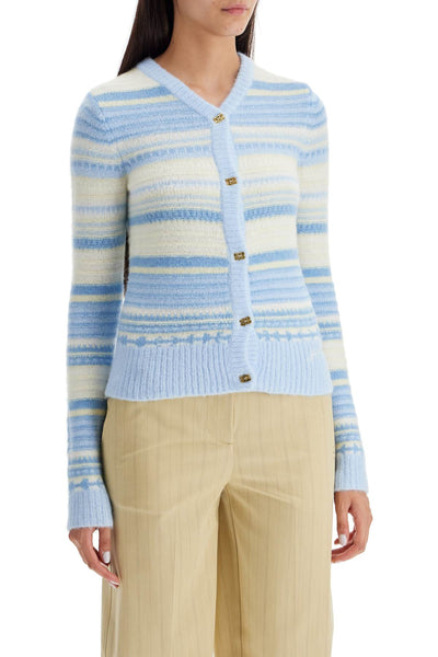 soft striped cardigan with fluffy K2257 SKYWAY