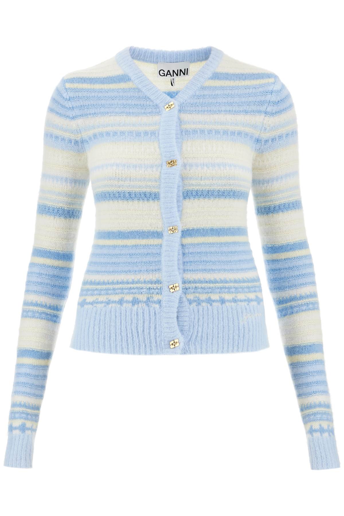 soft striped cardigan with fluffy K2257 SKYWAY