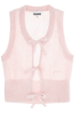 mohair lace-up vest with ties K2268 LILAC SACHET