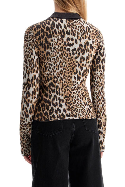 animal print jacquard knit polo K2341 LEOPARD