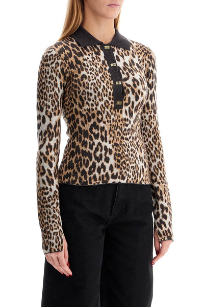 animal print jacquard knit polo K2341 LEOPARD