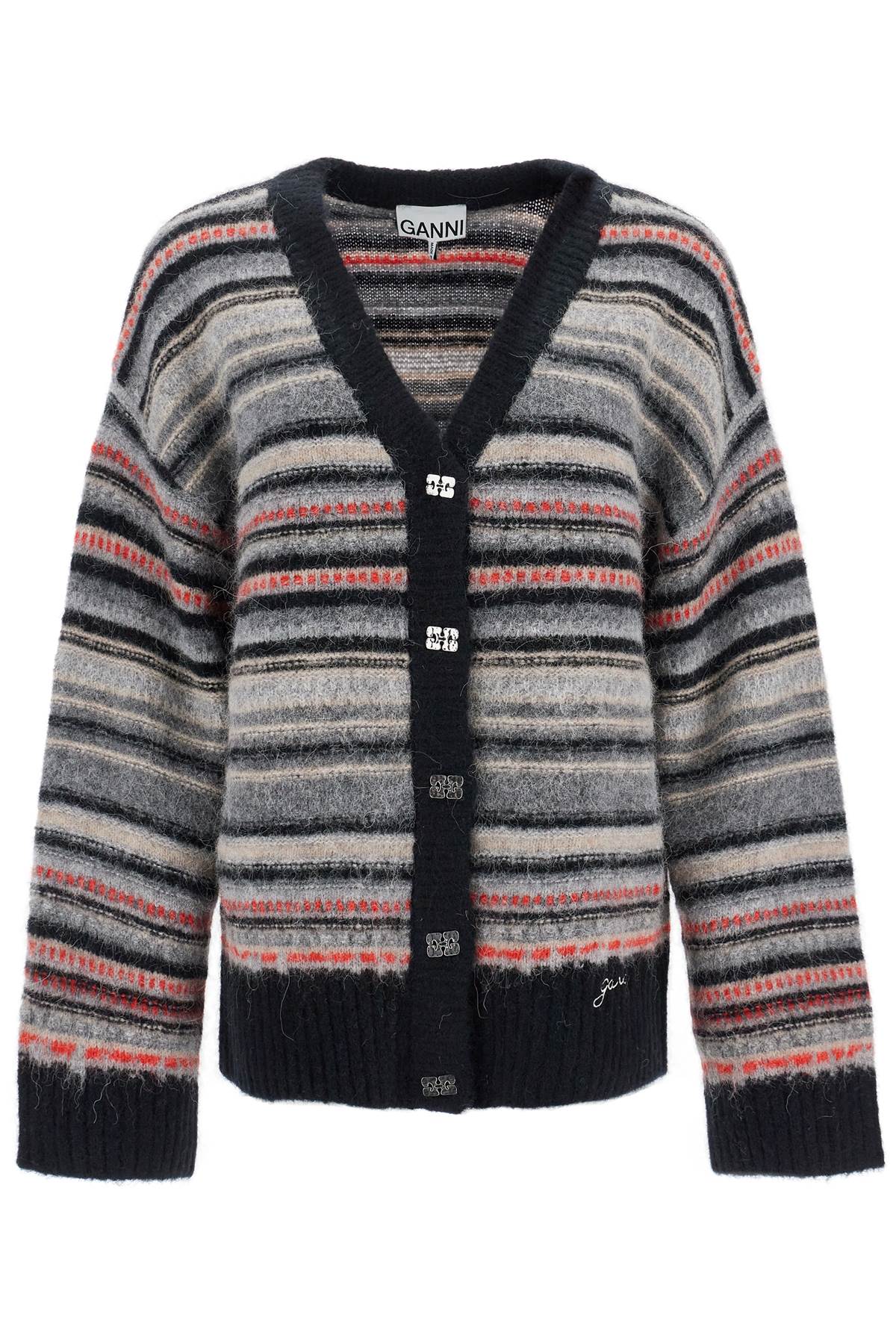 striped boxy cardigan K2357 PHANTOM