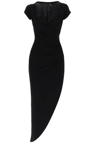 midi dress with side ruch KK1243PLC98001 BLACK