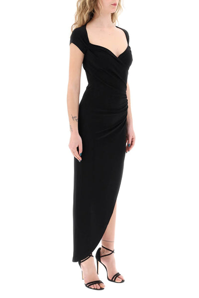 midi dress with side ruch KK1243PLC98001 BLACK