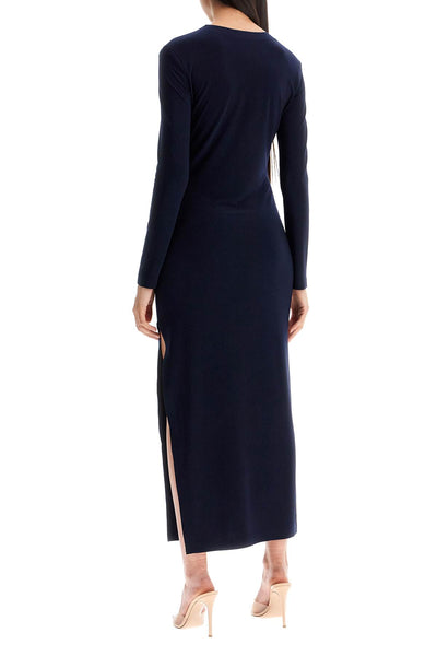 maxi form-fitting dress with side KK2243PLE33951 TRUE NAVY