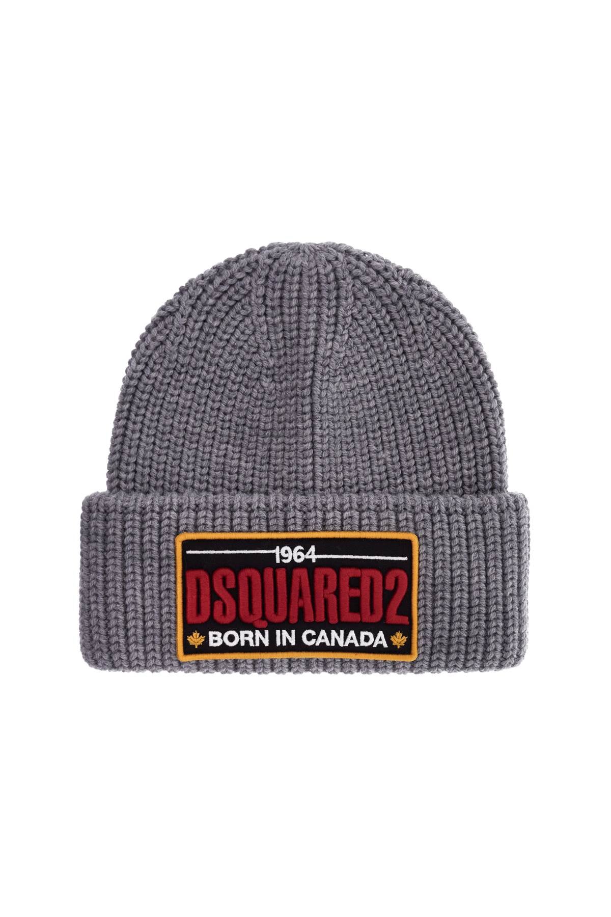 DSQUARED2 "beanie hat with patch logo KNM0173 01W00306 GRIGI | Italystation.com - Shop Now at italystation.com