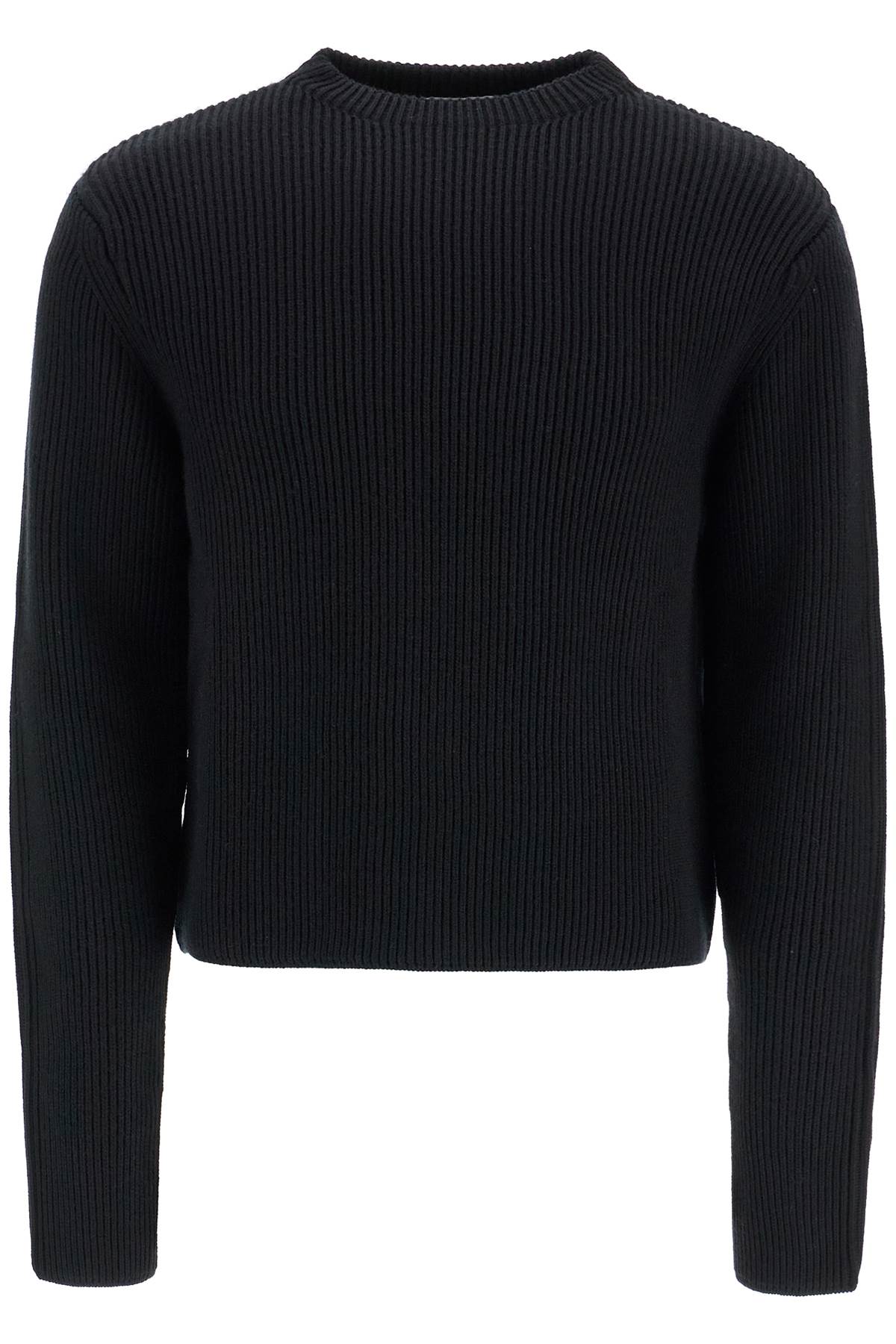 ribbed wool pullover sweater KNW44 FSH BLACK WOOL