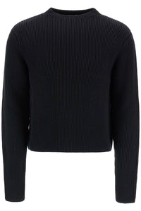 ribbed wool pullover sweater KNW44 FSH BLACK WOOL