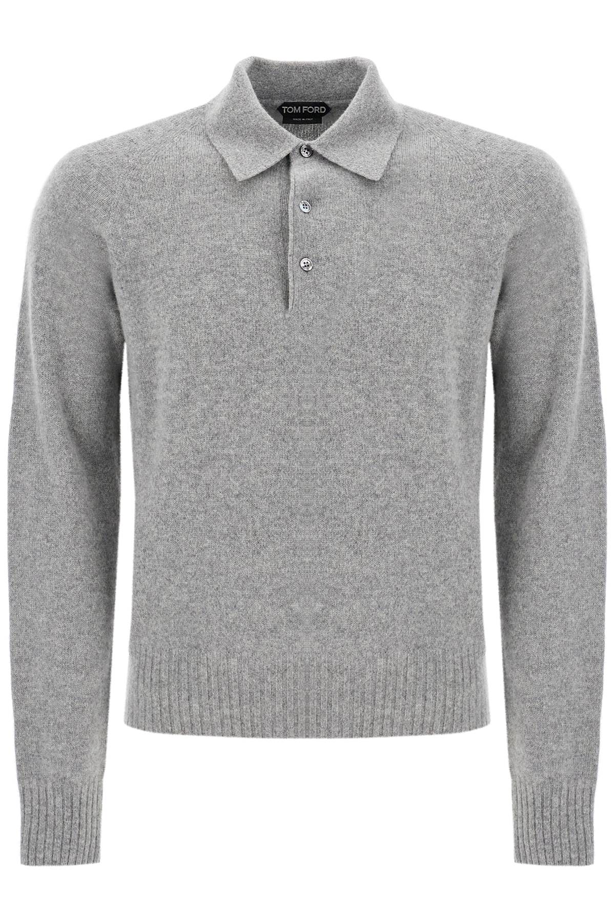 cashmere polo-style pullover KPL009 YMK022F23 LIGHT GREY