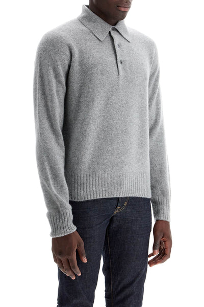 cashmere polo-style pullover KPL009 YMK022F23 LIGHT GREY