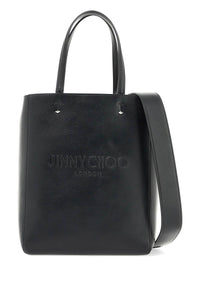 smooth leather lenny n/s tote bag. LENNY N S M KHV BLACK DARK SILVER