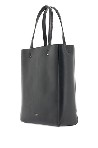 smooth leather lenny n/s tote bag. LENNY N S M KHV BLACK DARK SILVER