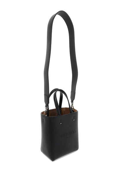 smooth leather lenny n/s tote bag. LENNY N S S KHV BLACK DARK SILVER