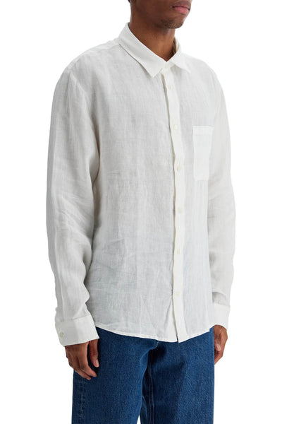 camicia unisex in lino bianco sporco eleganza minimalista LIAEK H12545 AAC OFF WHITE | Italystation.com