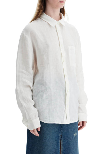 camicia unisex in lino bianco sporco eleganza minimalista LIAEK H12545 AAC OFF WHITE | Italystation.com