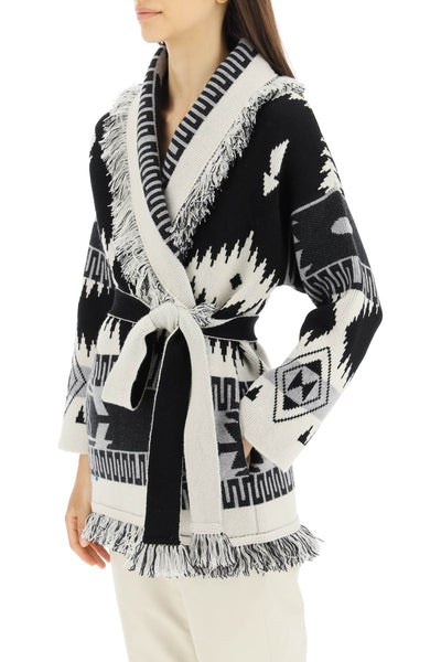 icon cardigan in jacquard cashmere LWHB064F22KNI001 BLACK MULTI