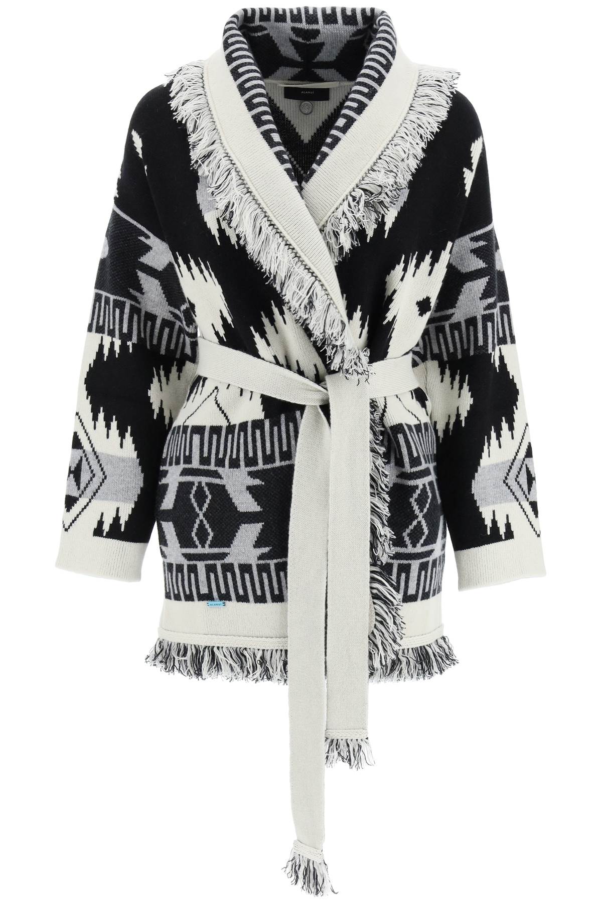 icon cardigan in jacquard cashmere LWHB064F22KNI001 BLACK MULTI