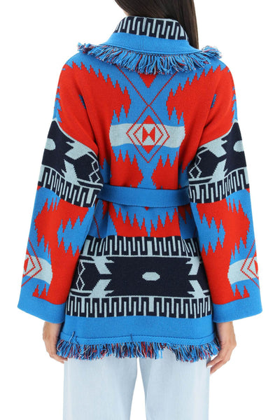 icon cardigan in jacquard cashmere LWHB064F22KNI001 RED MULTI