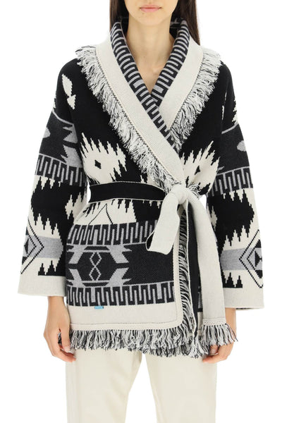 icon cardigan in jacquard cashmere LWHB064F22KNI001 BLACK MULTI