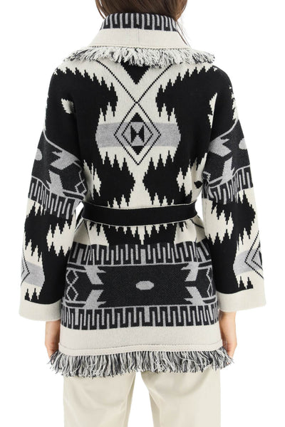 icon cardigan in jacquard cashmere LWHB064F22KNI001 BLACK MULTI