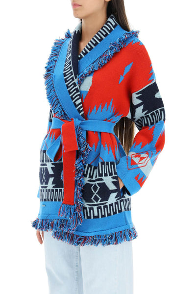 icon cardigan in jacquard cashmere LWHB064F22KNI001 RED MULTI