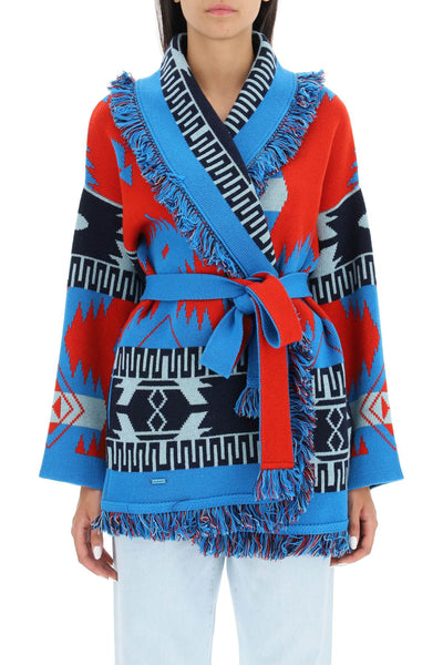 icon cardigan in jacquard cashmere LWHB064F22KNI001 RED MULTI