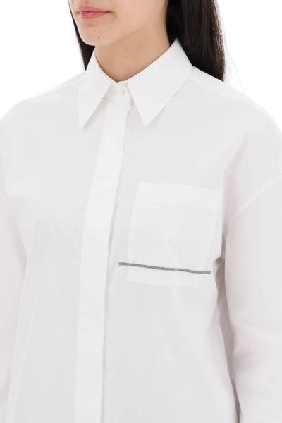 Brunello cucinelli "shirt with jewel detail on the M0091ML336 BIANCO